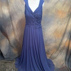 Elegant Purple Maxi Dress with Floral Details